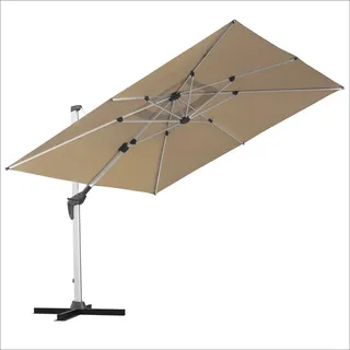 anndora® Ampelschirm Sonnenschirm 3x3 m Dark Natural Kurbel drehbar schwenkbar