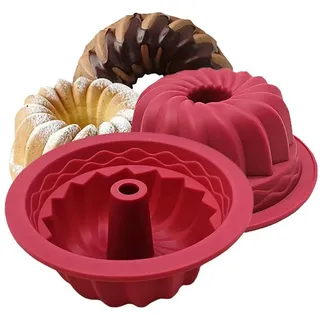 LuxusKollektion Gugelhupfform Silikon Gugelhupfform Antihaft Ø 23cm Backform Kuchen Gelatine Brot rot