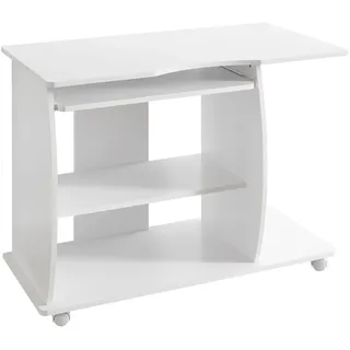 KADIMA DESIGN Computertisch GRASSE rollbar 90 x 71 x 50 cm mit Tastaturauszug, Laptop Tisch auf feststellbaren Rollen, PC-Tisch mit Drucker-Ablage