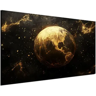 DARO Design® Wandbild Groß 84x56 cm XXL Wohnzimmer Wanddeko Schlafzimmer Zimmerdeko Wandgemälde Zimmer Deko auf Wand Dekoration Wall Art Erde Erdball Globus Weltraum Weltall Sterne