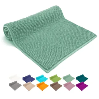 heimtexland ® Badvorleger Chenille Super Flauschig Saugstark Badteppich Badematte Ökotex Typ771 Mint 70 x 120 cm