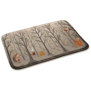 Tulup Kinderteppich Tiere im Wald, Grau und Orange Teppich für ein Kinderzimmer, Höhe: 45 mm, Orange, Herbstwald Mit Eichhörnchen Und Igel 75 cm x 45 mm