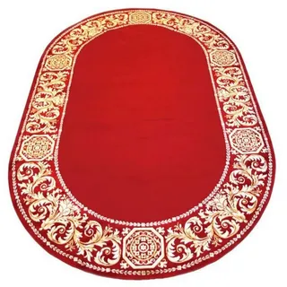 Belle Arti Teppich Luxus Teppich Wohnzimmer Barock schwarz gold beige oder rot kurzflor, Oval, flauschig rot Oval | 152 cm x 230 cm