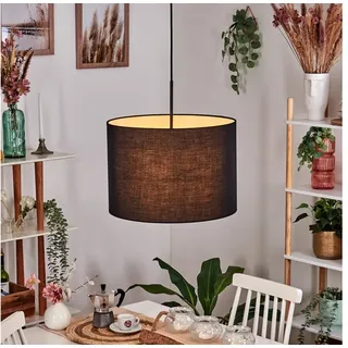 hofstein Hängeleuchte Hängelampe aus Metall/Stoff in Schwarz/Weiß, moderne Pendelleuchte im Retro/Vintage-Design (40 cm), E27, Flur schwarz