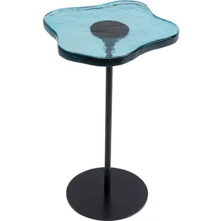 Kare Design Beistelltisch Lava Blau, Schwarz/Blau, 30cm Durchmesser, Couchtisch, Wohnzimmertisch, Glas Tischplatte, Stahlfuß, 50x30x30 cm (H/B/T)