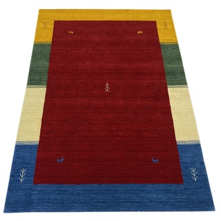 WAWA TEPPICH Handgefertigter orientalischer Gabbeh Teppich aus 100% Wolle Loom Handgewebte Rot 200X300 cm