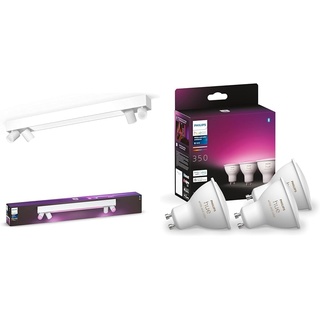 Philips Hue White & Color Ambiance Centris 4 flg. Spotleuchte weiß 3320lm & White & Color Ambiance GU10 LED Spots 3-er Pack (350 lm)
