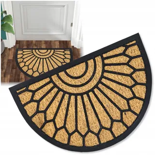 Decorator HOME Fußmatte Halbrund 40x60 cm – Kokosmatte mit rutschfestem Gummi, Schmutzfangmatte für Innen- und Außenbereich, strapazierfähig und pflegeleicht