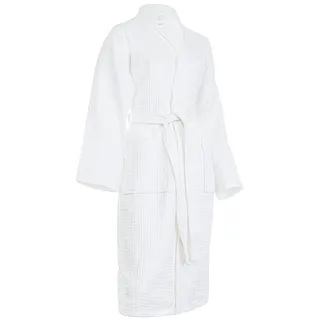 Brandsseller Unisex Bademantel aus Baumwolle S – Leichter Morgenmantel aus Waffel-Piqué für Damen & Herren – Saunamantel/Hausmantel für Wellness & Zuhause - Weiß - S