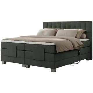 MKS Boxspringbett 200 x 200 cm H3 Dunkelgrau