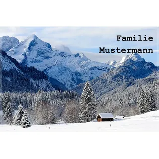 Manutextur Fußmatte mit Namen - Motiv Berge im Winter 1 - viele Natur-Motive - Schmutzfangmatte personalisiert - Größe 50x80 cm - persönliches & individuelles Geschenk