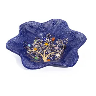 Sospiri Venezia Murano-Glas-Toilettentablett mit handgefertigter Baum des Lebens-Dekoration dekorative Schale Wohndekoration Geschenkidee handgefertigt in Italien (13 x 13 cm)