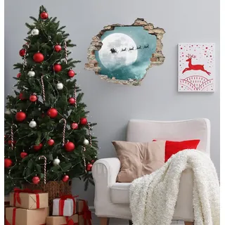 queence 3D-Wandtattoo Weihnachtsmann (1 St), selbstklebender Wandsticker Weihnachten blau|bunt