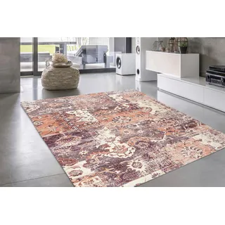 Teppich LEONIQUE "Arnau" Teppiche Gr. B/L: 240 cm x 330 cm, 10 mm, 1 St., bunt (multi) Baumwollteppiche Vintage Design, Teppich im Used-Look, orientalisch, Flachgewebe