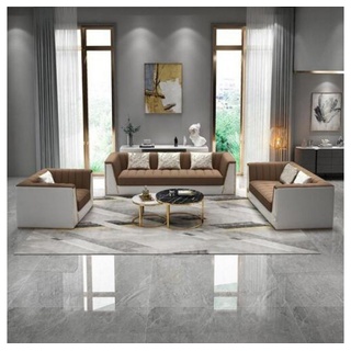 JVmoebel Sofa Graue moderne luxus Garnitur 3+2+1 Sitzer Sofagarnitur Neu, Made in Europe braun|weiß