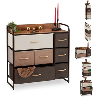 Relaxdays Minikommode 79 x 80 x 31,5 cm Braun