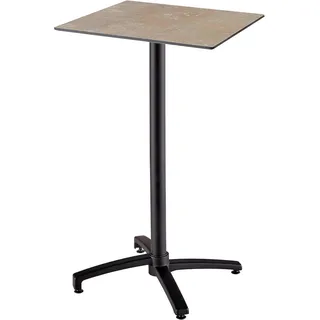 Oviala Business Terrassen-Stehtisch quadratisch Laminat Marmor beige