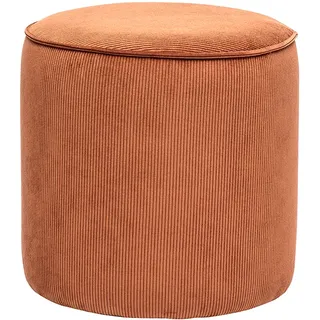 Runder Pouf aus geripptem Samt in verbrannter Erde D40 cm PAUL