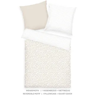 Tom Tailor Organic Leaves Renforcé Beige 155 x 220 cm + 2 x 80 x 80 cm