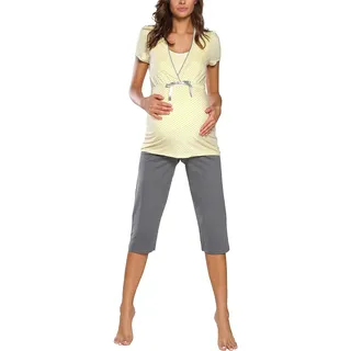 Italian Fashion Stillpyjama | Still Schlafanzug Damen | Schwangerschaft Pyjama | Nachtwäsche für Schwangere | Umstandspyjama Damen | Softes Zweiteiliger Nachtwäsche S-XXL - XXL