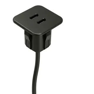 Kalb Material Für Möbel kalb | USB-C Einbau Hub 2-fach Mini LED Anschluss, für Möbel & Tischplatten Schwarz