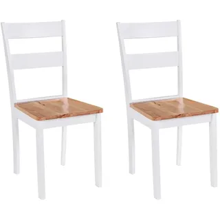 vidaXL Esszimmerstuhl Holz weiß 2er Set