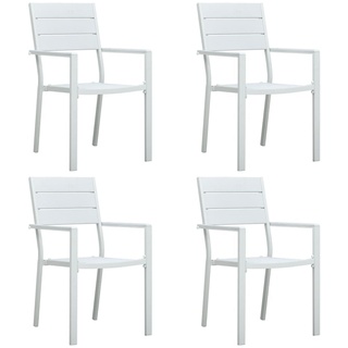 Leap Gartenstühle 4 Stk. Weiß HDPE Holz-Optik Möbel Gartenmöbel Gartensitzmöbel Gartenstühle Anzahl der Artikel 1 Farbe Weiß Anzahl im Paket 4