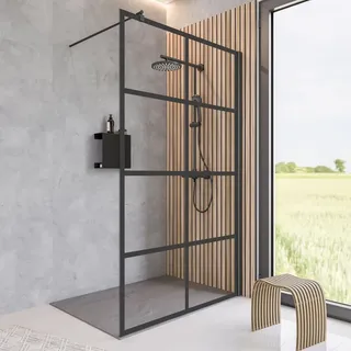 Schulte Walk-In-Dusche 120 x 200 cm schwarz Sicherheitsglas