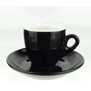 Moka Consorten | Extra dickwandige Espressotassen | 0,8 cm Wandstärke | Farbe: schwarz | 6 Tassen + 6 Untertassen