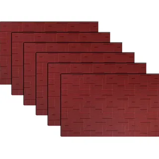 pigchcy Platzsets, Abwischbar Vinyl Tischsets FüR Esstisch, Leicht Zu Reinigen, Kunststoff Platzsets Satz Von 6 (45 X 30 cm, Rot)