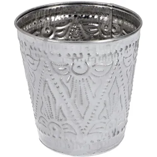 Boho Übertopf, vintage Tischpapierkorb, Aufbewahrungsbehälter, 15cm | Handgeprägtes Aluminium, Vintagestyle, vielseitig einsetzbar, ideal für Schreibtisch und mehr.