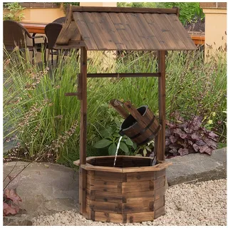 CHICFURN Gartenbrunnen aus Holz 68x57x118 cm, Braun, Zierbrunnen mit Wasserfall, regulierbar, 68 cm Breite, (Packung, 1 tlg., Zierbrunnen), Dekoratives Wasserspiel für Garten & Terrasse braun