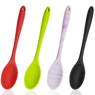 Kochlöffel Silikon, 4 Stück Groß Löffel Rührlöffel Kunststoff Mixing Löffel | 27cm Antihaft Silikon Löffel BPA-frei Kochlöffel Set für Küchen, Kochen, Backen