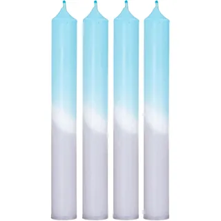 levandeo 4er Set Stabkerzen H20cm Blau Weiß Farbverlauf Dip Dye Kerzen Deko Tischdeko Tafelkerzen