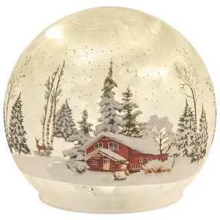 formano LED Dekolicht LED Deko-Kugel Winterhaus 12 cm Glas drehend Timer Weihnachtsdeko, LED fest integriert weiß