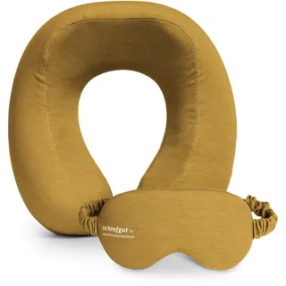 Hauptstadtkoffer - Reisekissen, Nackenkissen für Flugzeug & Auto, Memory Foam, Kissen, Nackenhörnchen mit Schlafmaske, Harvest Gold
