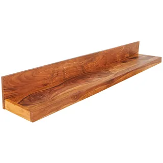Wandregal MAKASSAR 140cm - natur - Sheeshamholz Handarbeit lackiert