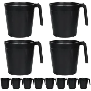 LuxusKollektion Becher Tasse 500ml Henkel Plastik Melaminfrei 8 Pcs Schwarz Tasse mit Henkel, Kunststoff schwarz