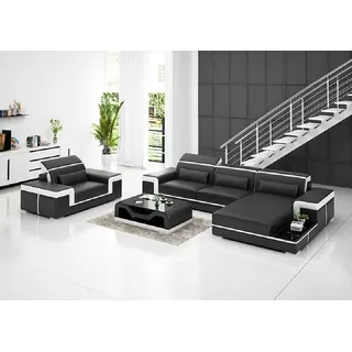 Wohnlandschaft Ecksofa L-Form Sessel Set Modern 2tlg JVmoebel - Schwarz/Weiß