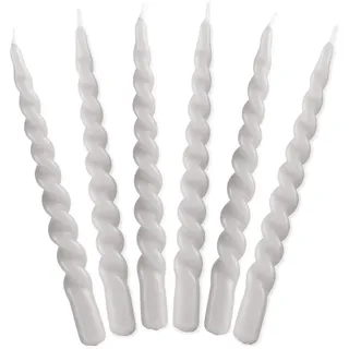 LUMELY dänische Premium gedrehte Kerzen Weiß, 6er Pack, Höhe 24cm, Ø 2,2cm, Brenndauer ca. 7 Stunden, bunte Stabkerzen gedreht, Leuchterkerzen, Deko Kerzen Set, Dänische Kerzen (Weiß)