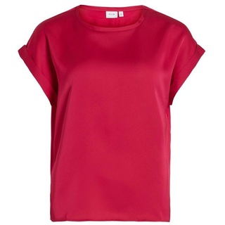 Vila T-Shirt Satin Blusen T-Shirt Kurzarm Basic Top Glänzend VIELLETTE 4599 in Rot-4 rot|schwarz M (38)ARIZONAS