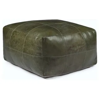 Feeling4Home Pouf Anneta aus Leder 75x75 cm, Olive-Grün, Entwickelt mit der Zeit eine charaktervolle, natürliche Patina. grün 75 cm x 45 cm x 75 cm