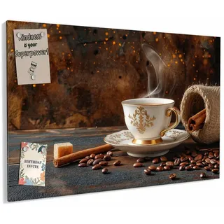 Primedeco Memoboard Metall Kaffee Und Zimt – beschreibbar & magnetisch, (Inklusive Stift, Magnete und Montagematerial, 1-tlg., 9 verschiedene Größen), Magnetisch und Beschreibbar braun 90 cm x 60 cm