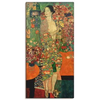 Wandbild ARTLAND "Die Tänzerin" Bilder Gr. B/H: 50 cm x 100 cm, Leinwandbild Frau Hochformat, 1 St., rot Kunstdrucke