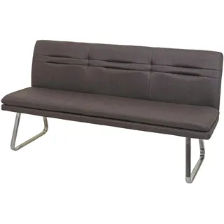 Mendler Sitzbank HWC-H70, Esszimmerbank Bank Polsterbank, Rückenlehne Stoff/Textil Edelstahl gebürstet ~ grau-braun 180cm