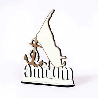 Aufsteller Insel Amrum - Schild zum Hinstellen - Anker Möwe Dekoschild