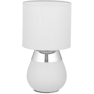 Relaxdays Nachttischlampe Touch dimmbar, moderne Touch Lampe, 3 Stufen, E14, Tischlampe, HxD: 32,5 x 18 cm, grau-silber