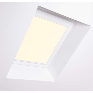 Bloc Jalousien für Velux Dachfenster, weißer Aluminiumrahmen, cremefarbene Verdunkelung, UK08