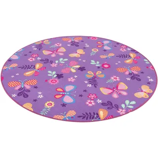 Snapstyle Schmetterling Kinderteppich 100 x 100 cm Lila/Pink