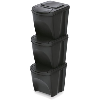 Mülleimer Abfalleimer Küche Mülltrenner 3x25L Set Papierkorb Sortibox mit Deckel